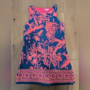 Lilly Pulitzer Donna Romper Indigo Night Caw Blue Pink Print